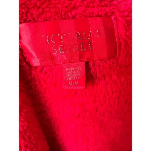 Victorias Secret Y2K Red Pink Soft‎ Plush Bath Robe Sz Medium Girly - Picture 6 of 8